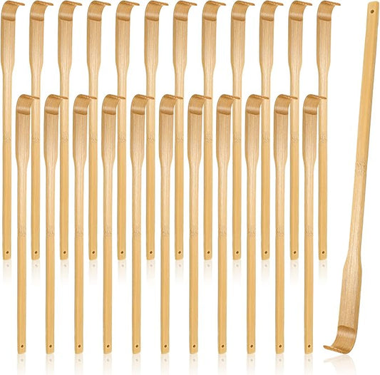 24 Pieces Bamboo Back Scratcher Bulk Long Manual Back Massager Traditional Wooden Back Scratcher for Itching Relief and Body Massage Elderly Men Women Christmas Gifts for Nursing Home