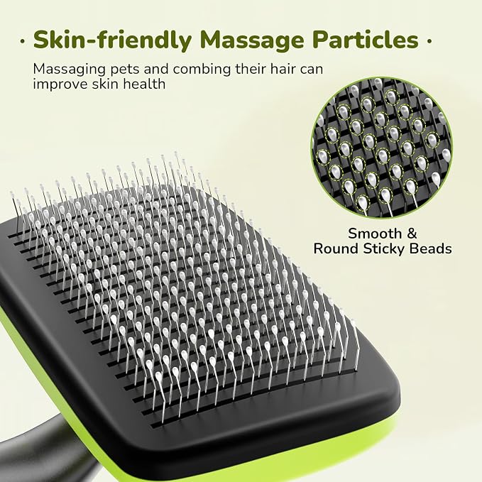 Pecute Skin Friendly Self-Cleaning Slicker Brush for Dog & Cat Shedding Season, Lightweight Undercoat Hair Removal Dog Brush Cat Brush for White-Coated, Long, Thick & Double-Coated Large Dogs