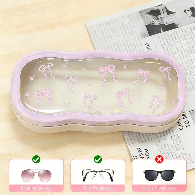 MoKo Glasses Case Hard Shell, Cute Eyeglass Case for Reading Glasses, Clear Eyeglasses Case for Women Girls