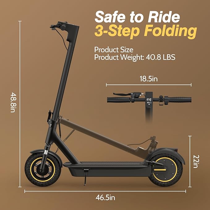 MAXSHOT Electric Scooter Adults, Foldable Electric Scooter with Seat & Basket, 750W Peak Motor, 48V 10.4Ah Battery, 14" Tires, Vicont APP Control, Dual Suspension, Electronic Lock