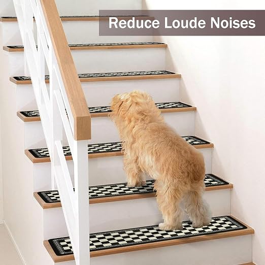Non Slip Carpet Stair Treads for Wooden Steps Indoor, 1 Pack Stair Runners Covers Staircase Step Rugs Stair Mats for Kids Elders and Dog