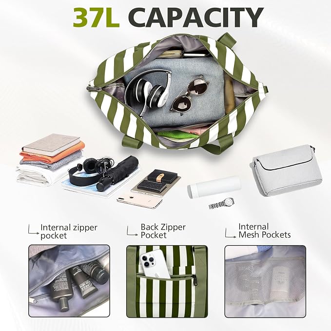 TOPBAG Travel Duffle Bag, Waterproof Weekender Carry On Tote Bags for Women, Sport Gym Bag for Men, Hospital Bag for Labor and Delivery, Overnight Luggage Bag with Trolley Sleeve