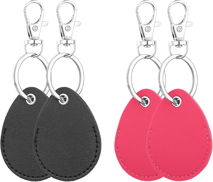Psyqtsuary Leather Key Fob Holder, 4 Pcs PU Leather Keychain Key Holder for Keychain General Keys Fob, for Keys ID Keys Cards