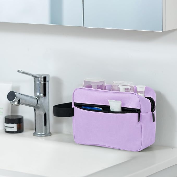 Elviros Travel Toiletry Bag for Women and Men,Lightweight Makeup Bag Hanging Dopp Kit with Shaving Compartment Cosmetic Organizer Small Tool Bag Travel Essentials,Gifts for Women(Lavender Purple)
