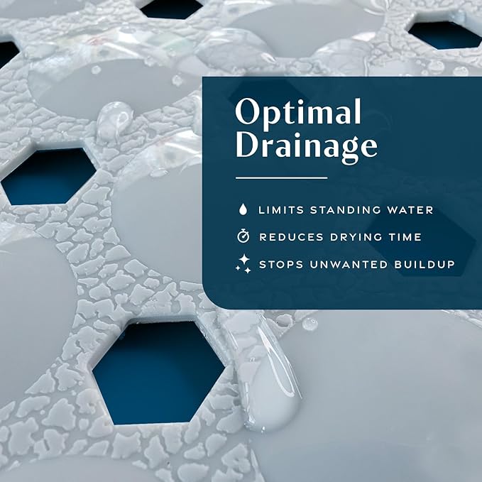 SlipX Solutions Power Grip Bathtub Safety Mat | Precision Grip Technology for Longer, Stronger, & Softer Wet Surface Protection | Solid Gray 39"x16"