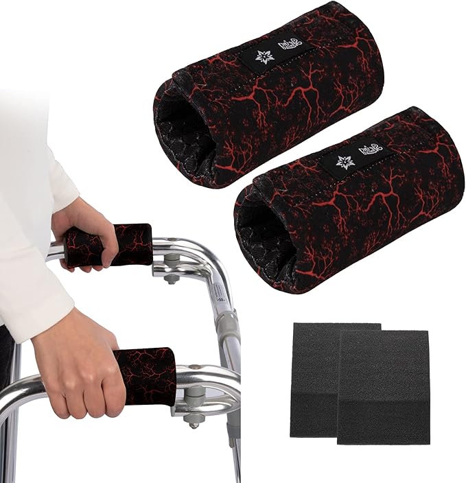 Universal Walker Hand Grip Padded Covers Non-Slip Cushion Foam for Folding Wheelchair Rollator Crutch Handle Pads 2-Pack