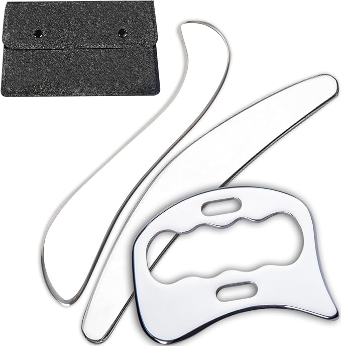 FeelFree Sport 3 in 1 Muscle Scraper Tool-Gua Sha Scraping Tool Physical Therapy Massage Tool-Soft Tissue Mobilization for Back, Legs, Arm (A+D+S)