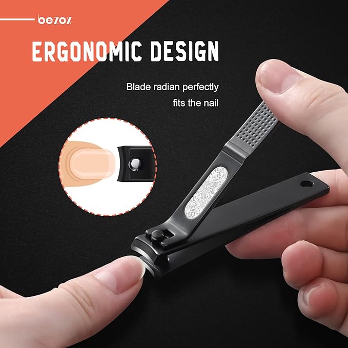 BEZOX Toe Nail Clippers Set of 2 - Stainless Steel Toenails Clippers for Thick Nails for Seniors, Fingernails Clipper for Men and Women - Sharp Nail Cutters and Nail Trimmers