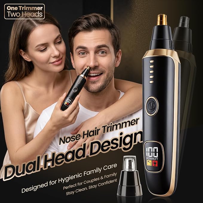 Nose & Ear Hair Trimmer with LED Display for Men and Women, 2026 USB Rechargeable Facial Trimmer Clipper for Easy Cleansing, Portable Painless Grooming Kit,Gift Box Included