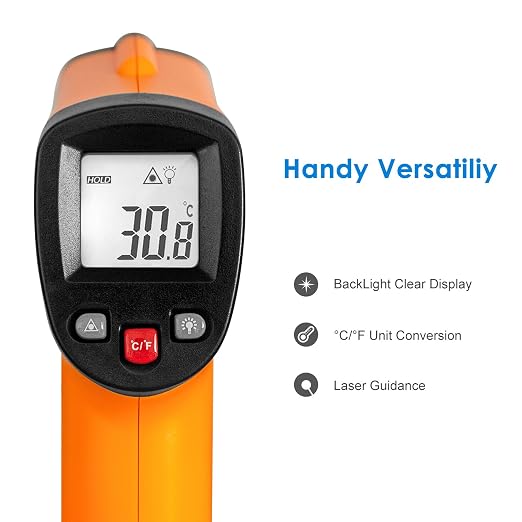 (NOT for Human) Infrared Thermometer, Non-Contact Digital Laser Temperature Gun -58°F to 1022°F (-50°C to 550°C) with LCD Display