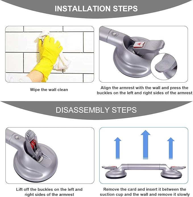 21inch Upgrade Suction Shower Grab Bar, Portable Shower Handle Bar Suction Grip Bar Bathtub Handle with Strong Hold Suction Cup Fitting and Rapid Release for Bathroom(Max Capacity :300lb