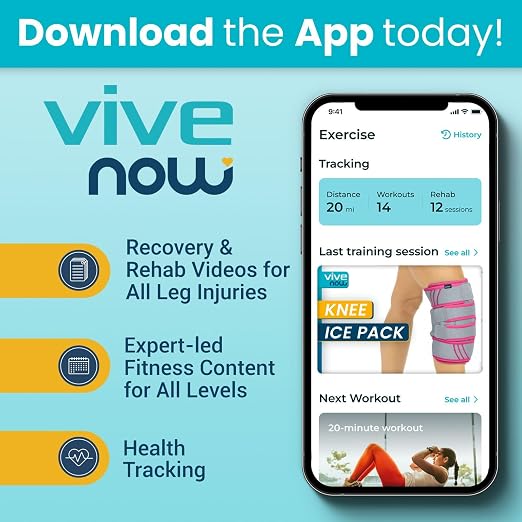 Vive Knee Ice Pack Wrap - Cold/Hot Gel Compression Brace for Pain Relief | Strap for Arthritis Pain, Tendonitis, ACL, Athletic Injury, Osteoarthritis, Women, Men, Running, Meniscus, Patella, & Surgery