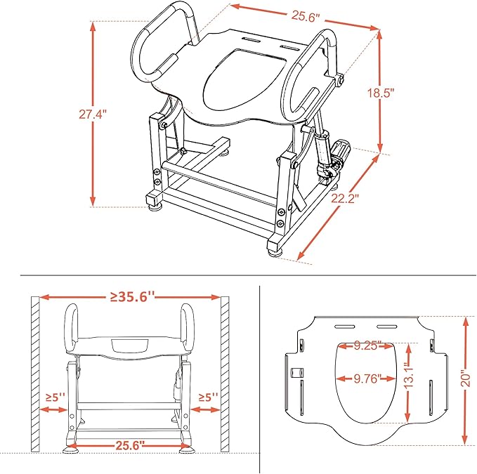 MCombo Electric Toilet Seat Lift with Padded Arms for Elderly and Disabled, Power Toilet Incline Lift in Bathroom, Support to 320lbs, SEC212W