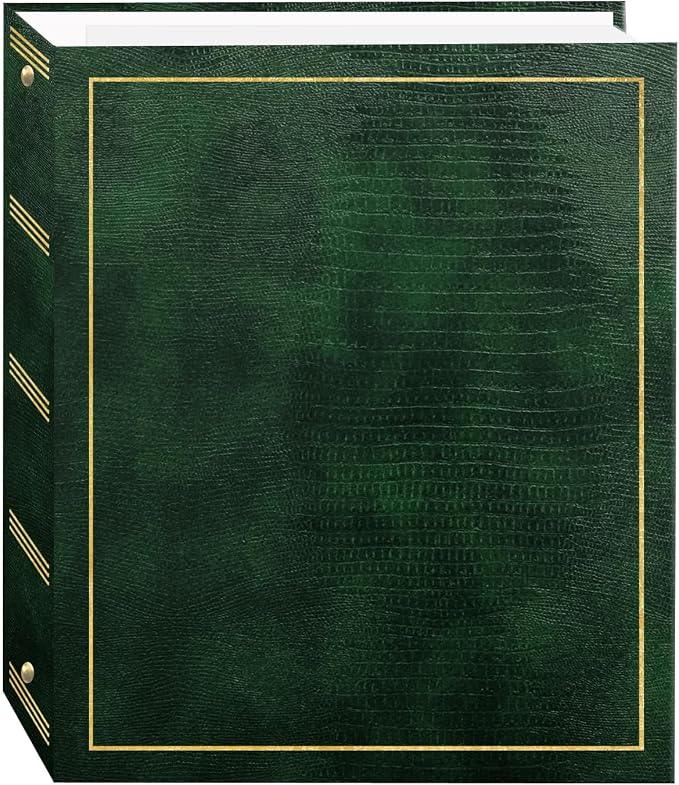Magnetic Self-Stick 3-Ring Photo Album 100 Pages (50 Sheets), Hunter Green