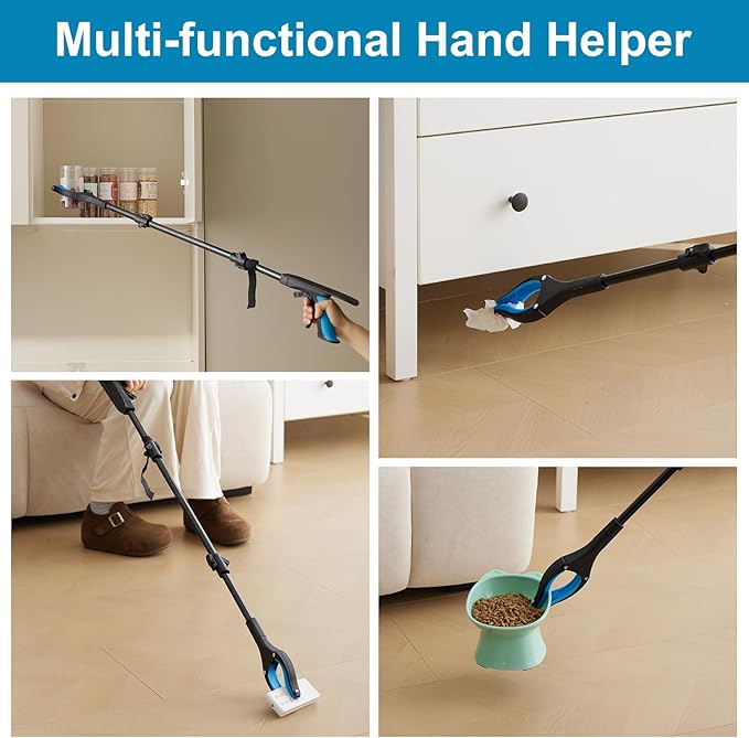 Grabber Reacher Tool 43" Foldable Pickup Tool with 360° Anti-Slip Rotating Jaw and Magnets, 4" Wide Claw Opening Trash Picker Tool for Seniors and Disabled 1-Pack