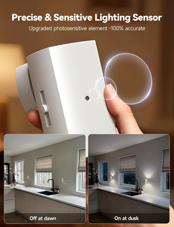 Brightown 2 Pack White Night Lights with Rotating Plug, Pure White | Modern Night Light with Rotating Plug, Dusk to Dawn Sensor, 0-100LM Stepless Dimming Night Light for Hallway Bedroom Bathroom