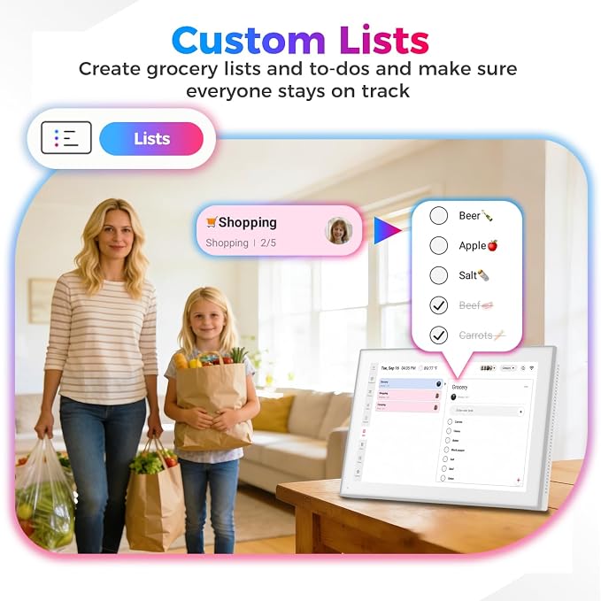 DXMART 10.1" Digital Calendar & Chore Chart, LED Reminder Light, Smart Touchscreen Interactive Display for Family Schedules, Digital Photo Frame Functon, Wall & Desk Mountable, Great for Organizing Your 2026 Calendar