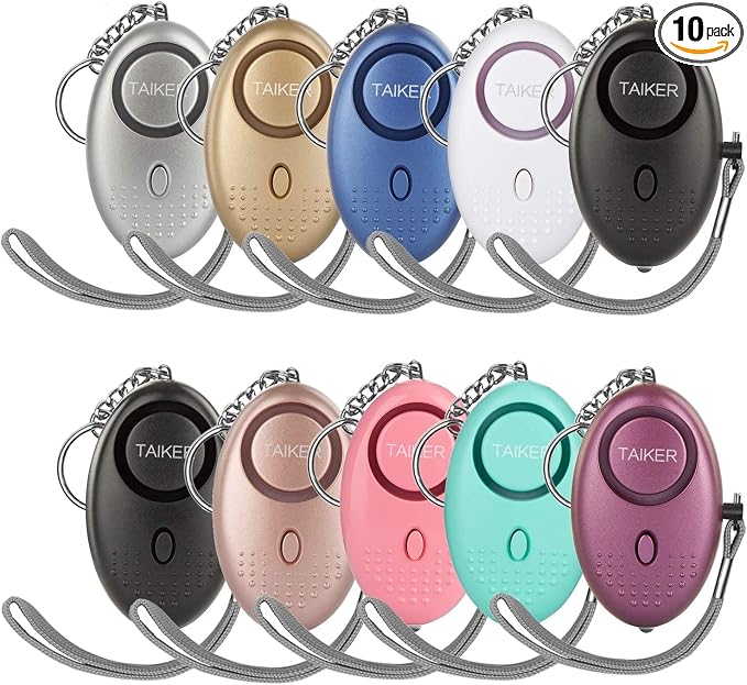 Personal Alarm for Women, 10 Packs 140DB Emergency Self-Defense Security Alarm Keychain with LED Light for Women Kids and Elders (Colorful)