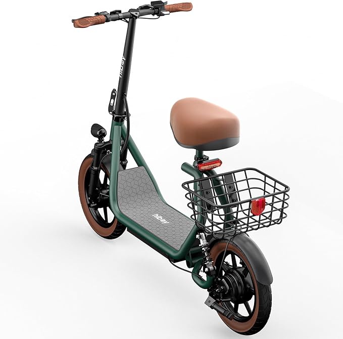 Hiboy Q2 Adult Electric Scooter with Seat & Phone Holder – 500W Motor, 22mi Range, 14" Wheels, Dual Suspension, Neon Lights, Foldable for Commute & Campus