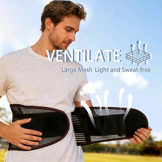Back Support for Low Back Pain, Waist Support Back Support belt, for Scoliosis and Lumbar Disc Herniation, Thin Mesh Fits the Waist and is Suitable For Men and Women (Gray, Large)