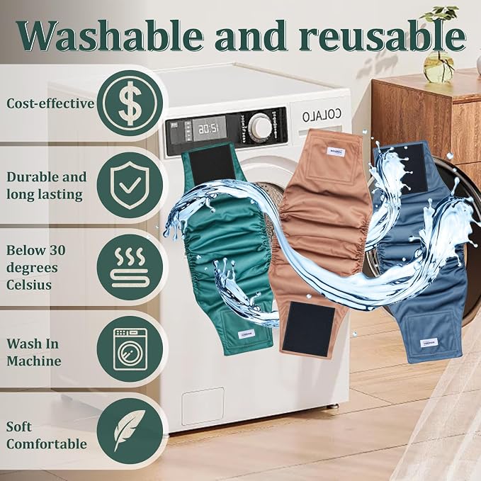 Reusable Dog Diapers Male, Premium Washable Belly Bands for Dogs XXL, Pack of 5, High Absorbing Dog Wraps for Doggie & Puppy in Incontinence or Excitable Urination and Training(XXL)