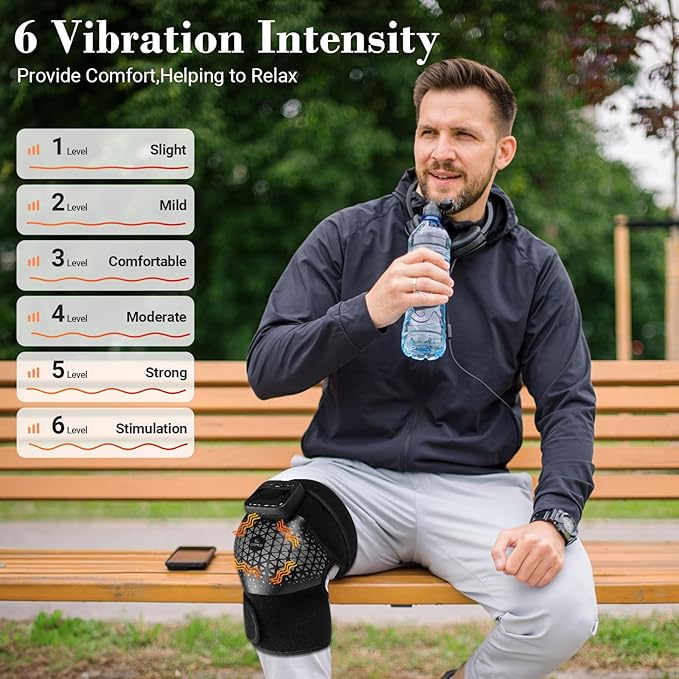 Portable Knee Massager for Pain Relief & Arthritis [2026 Upgraded] - Cordless Electric Knee Brace with Heat, Vibration, Auto-Off Timer, Knee Warmers Wrap for Birthday Gifts for Men Women