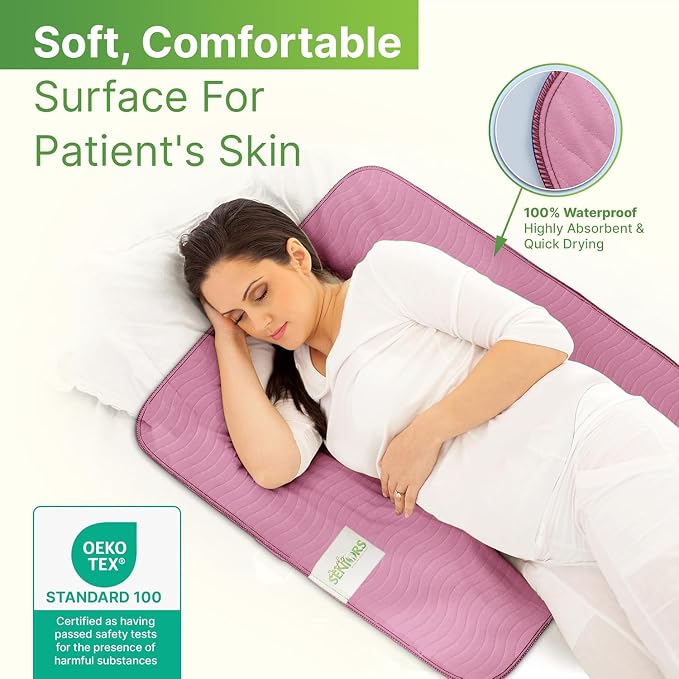 Bed Pads Washable Waterproof 34"x36"- Pack of 4 Pink Incontinence Bed Pads | Washable Pee Pads for Adults - Dementia Products for Elderly & Elderly Assistance Products - Reusable Pee Pads Dogs & Kids