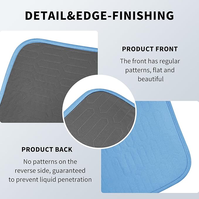Reusable Stain-Hiding Bed Pads 34" x 52" (2 Pack), Heavy Absorbency Leakproof Incontinence Underpads, Washable Mattress Protector Pee Pads for Adults, Kids & Dogs - with Encased Edges