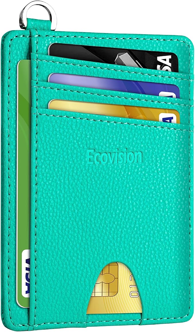 Slim Minimalist Front Pocket Wallet, RFID Blocking Credit Card Holder Wallet with Detachable D-Shackle for Men Women