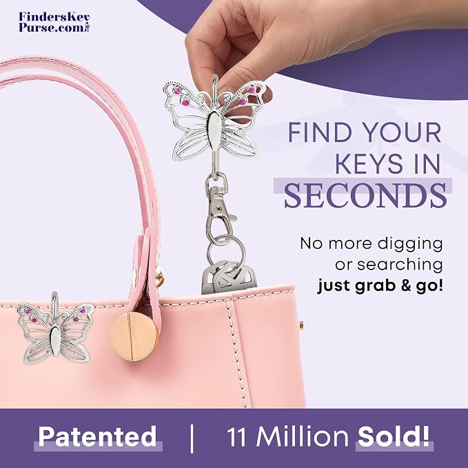 Women’s Bag Charm Key Finder, Car Keychain Hook, Cute Purse Organizer & Tote Bag Accessories, Gifts for Mom - Original
