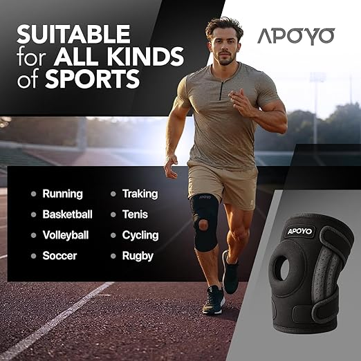 APOYO Knee Brace for Women & Men - Knee Compression Sleeve For Knee Pain Relief, Meniscus Tear, ACL, Arthritis, Joint Pain Relief, with Patella Gel Pad & Side Stabilizers (XX-Large) Gray