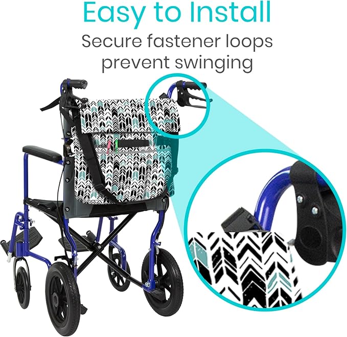 Vive XL Wheelchair Accessories Bag - Waterproof, Scratch-Resistant, Double-Stitched, Machine Washable for Adults, Seniors, 15 Colors - Storage Walker Backpack to Hang on Back