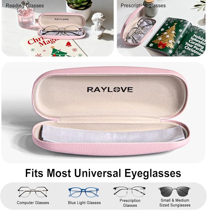 RayLove Unisex Hard Shell Eyeglasses Cases, Protective Case For Glasses