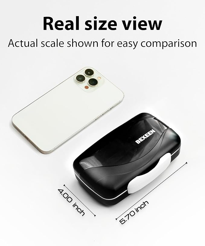 Travel Pill Organizer - Airtight Medicine Case for Traveling Portable Pharmacy Box with Labels Vitamin Container 8 Compartment Supplement Medication Holder Large Capacity Daily (Black)