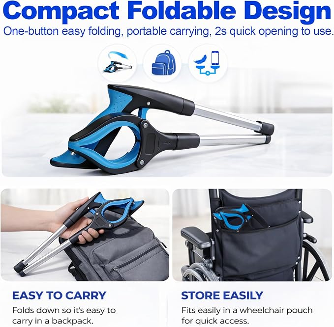 LEGENDONE 32" Grabber Reacher Tool, Foldable Reacher Grabbers Pickup Tool for Senior, Heavy Duty Upper Gripper, Wide Claw Trash Picker, Strong Grip| Powerful Magnet| 360° Rotating Head
