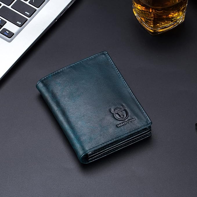 BULLCAPTAIN Large Capacity Genuine Leather Wallet for Men QB-027 | Bifold Wallet,RFID Blocking,Credit Card Holder,15 Card Slots,Special Expandable Design,gift choice