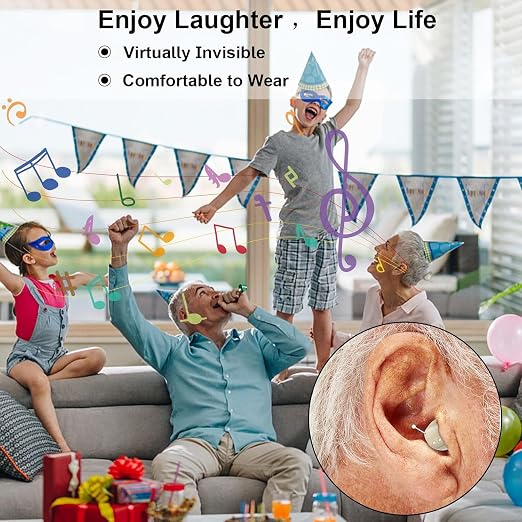 Not Amplifier True Hearing Aids for Seniors Invisible Rechargeable with Hearing Loss 11 Channel Noise Cancelling Small Discreet In Ear Easy to Use Comfort Fit
