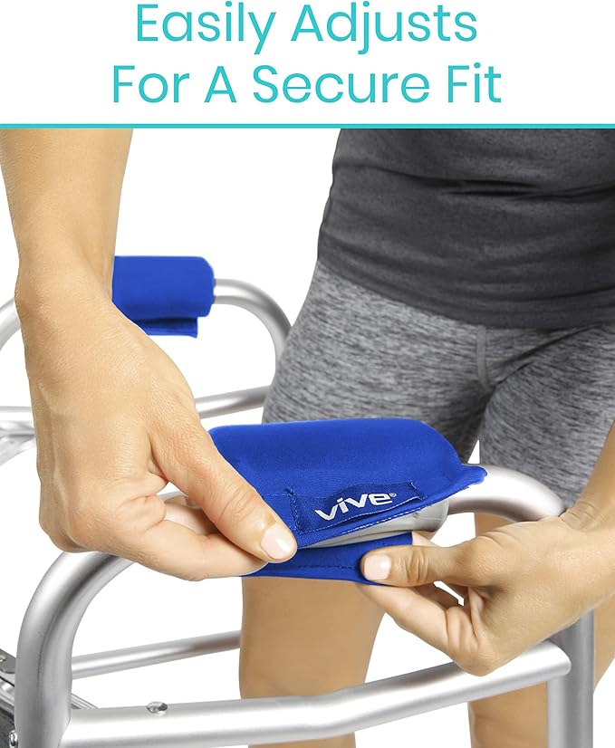 Vive Walker Handle Cushions - Padded Hand Covers - Soft Cushion Padding Medical for Folding Rolling Wheelchair, Rollator Handle, Senior, Elderly Grippers - Crutch Handle Pad Grips - Mobility Aid