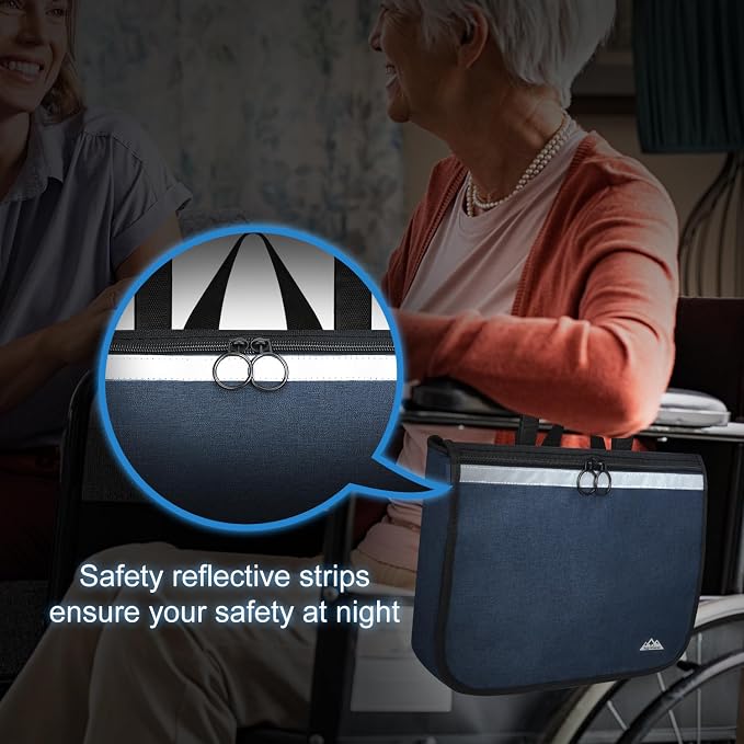 supregear Wheelchair Carry Bag - Accessories Pouch for Rollator, Walkers, Power Wheel Chairs and Knee Scooters - Side Armrest Storage Organizer for Elderly Seniors - Lightweight Portable Travel Tote