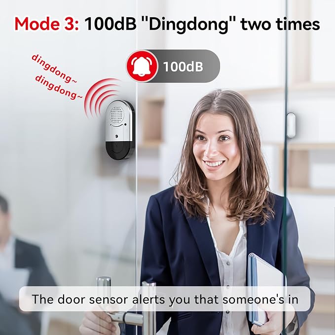 Sanjie Door Alarms When Opened,Door Window Alarm Sensors for Kids Safety/Home Security/Pool/Garage/Dementia/Toddler/Travel Security,Easy to Install,Volume Control/Loud Alert,Long Battery Life,8 Pack