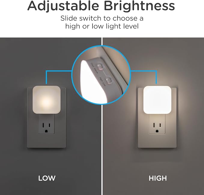 Lights by Night Night Lights Plug into Wall, Dimmable, Tunable White, 4-Pack, LED Plug in Nightlight, Dusk to Dawn Sensor, Adults, Kids Room, Bedroom, Bathroom, Nursery, Hallway, Kitchen, 82180