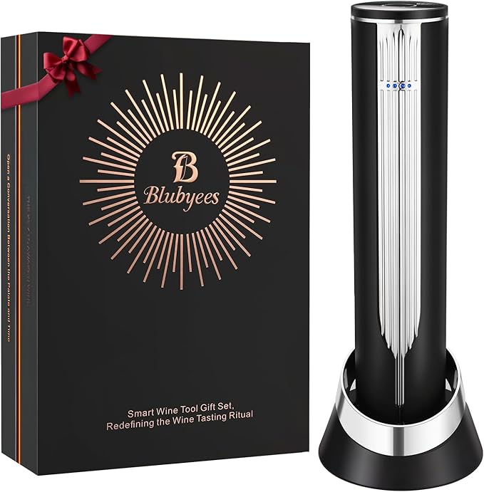 Electric Wine Bottle Opener with Charging Base & Built-in Foil Cutter – Rechargeable Intelligent Touch-Activated Automatic Corkscrew – Luxury Christmas Wine Gifts for Women, Men, Seniors
