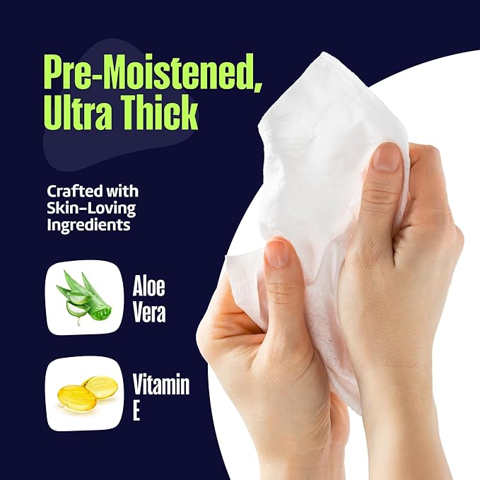 Adult Wipes for Elderly 12 Pack - Extra Large Extra Thick No-Rinse Bathing Wet Wipes for Adults - Incontinence Shower Alternative Disposable Washcloths - Fragrance-Free XXL