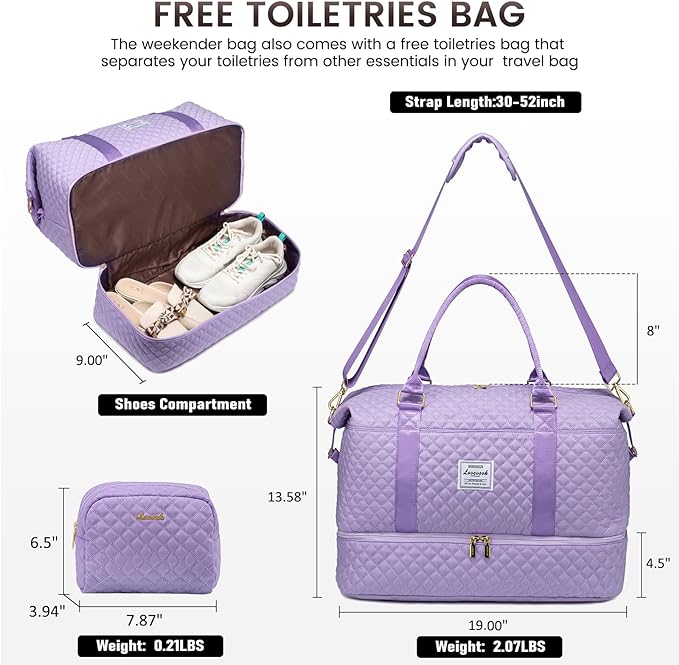 LOVEVOOK Travel Duffle Bag,Weekender Bags for Women with Shoe Compartment，Carry on Overnight Bag with Toiletry Bag,Gym Duffel Bag with Wet Pocket, Hospital Bags for Labor and Delivery