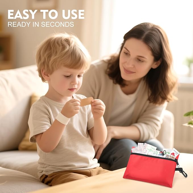 Mini First Aid Kit for Minor Cuts, Scrapes, Sprains, Burns, 194Pcs Compact Portable for Home, Car, Travel, Camping