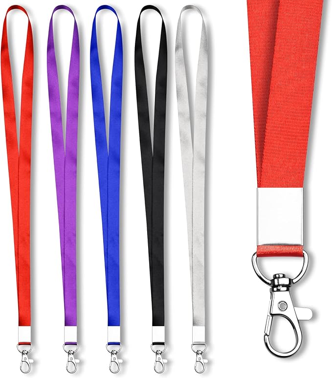 Mcyye 5 PCS Neck Badge Lanyards with Clip for Keys & ID, 5 Colors | Badge Lanyard for Cruise, Keys, Wallet, Phone, USB, Keychain, Premium Key Lanyard Strap for Teacher, Student, Men and Women
