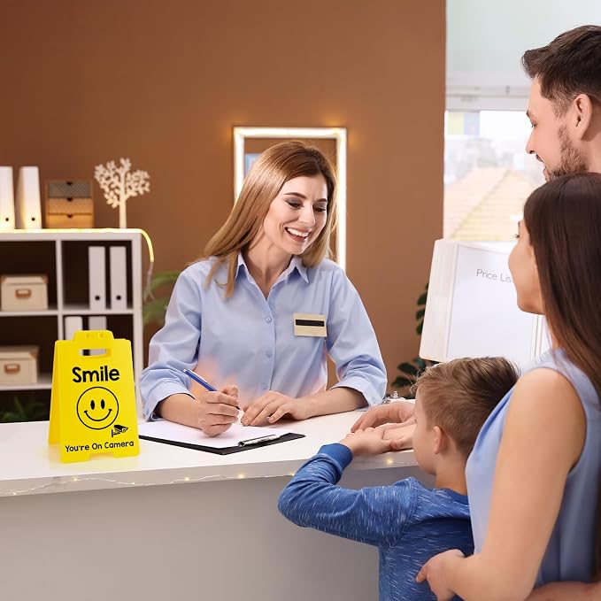 MBL Video Surveillance Camera Sign - Smile You're On Camera Small Fun Gag Signs for Office Business Stores Restaurants Public Libraries Security