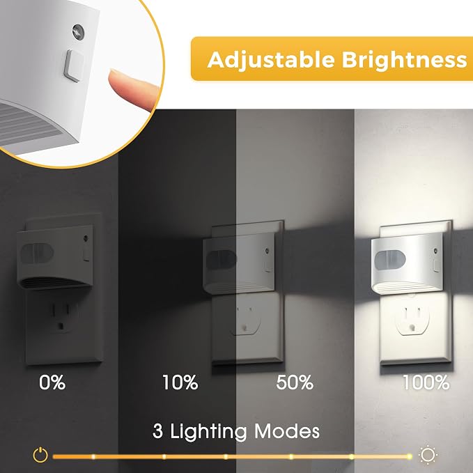 L LOHAS LED Night Light with Motion Sensor & Dusk to Dawn Sensor, 3CCT | Night Lights Plug into Wall, Motion Activated Night Light, White Housing 4 Pack