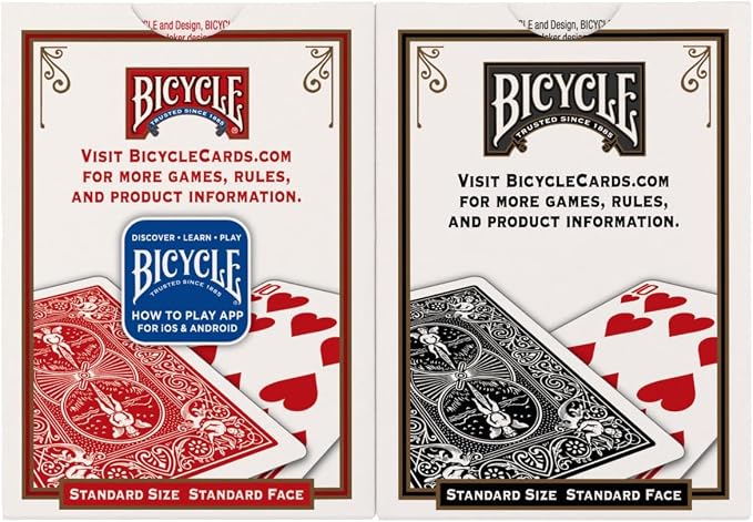 Bicycle 12pk Red & Black Rider Back Playing Cards, Standard Index, Decks of Cards, Premium Poker Cards for Blackjack, Casino Games & Family Game Night, 2 Count (Pack of 1)