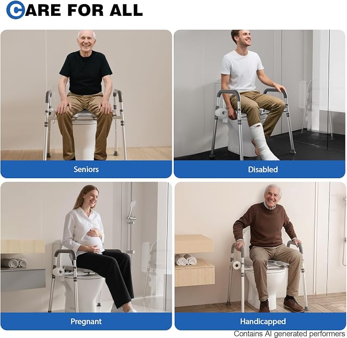 Loyoda Toilet Seat Riser with Foam Padded Seat for Seniors, 400 lb Capacity | Raised Toilet Seat for Elderly & Pregnant, Adjustable Height & Width, Handicap Elevated Toilet Seat, FSA/HSA eligible